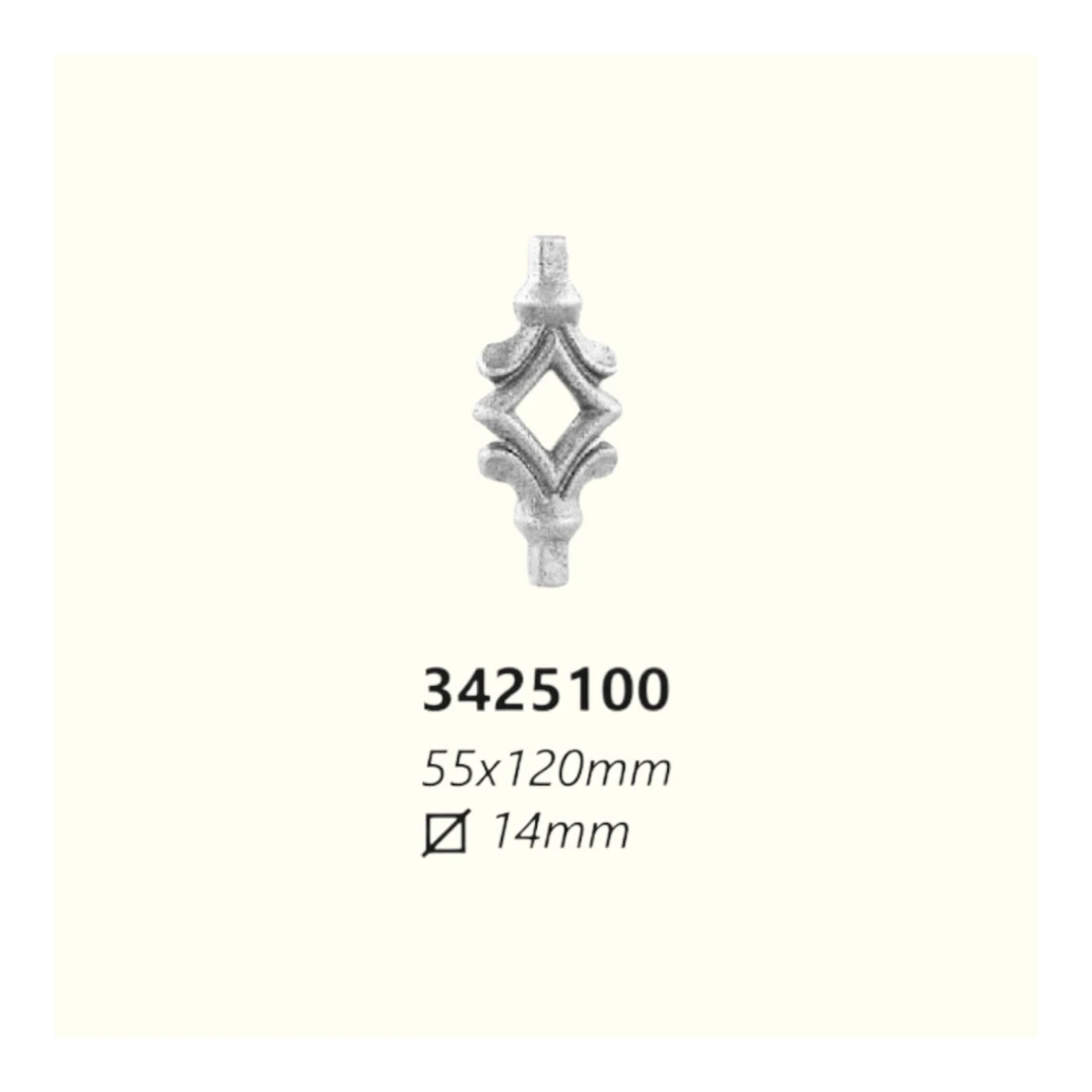 Елемент за вграждане от ковано желязо 3425100 (14 mm), 55*120 mm