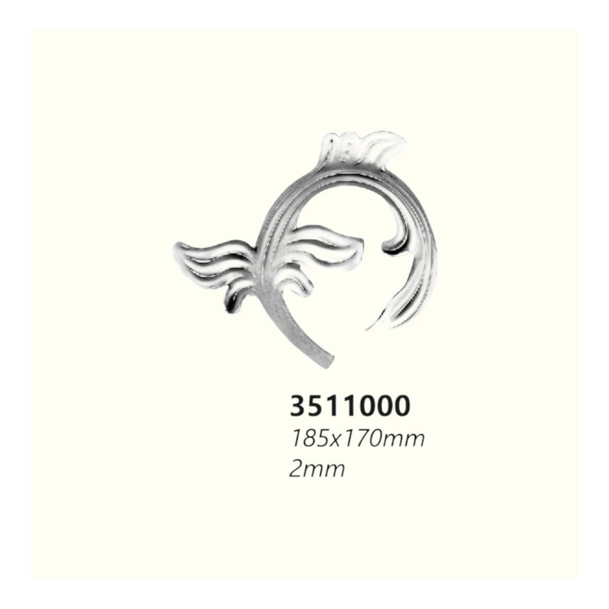 Декоративно листо от ковано желязо 3511000 (2 mm), 185*170 mm