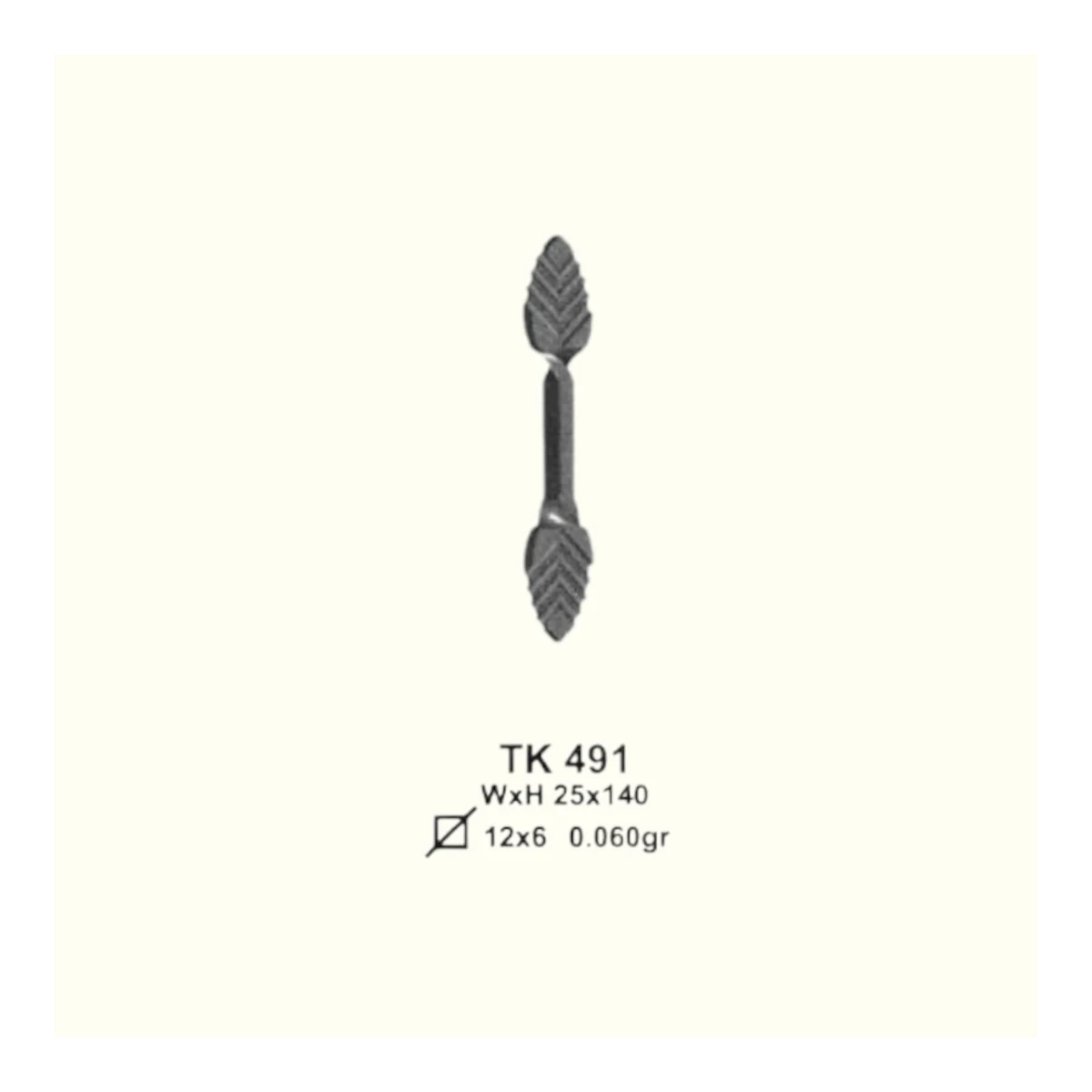Връх от ковано желязо TK491 (5,5*11,5 mm), 25*140 mm