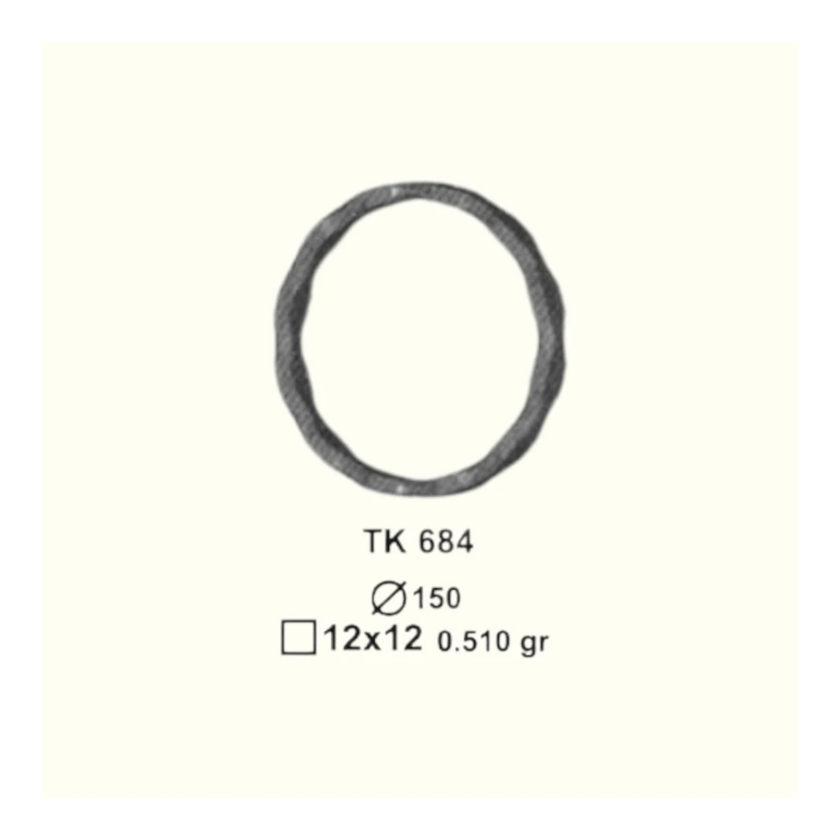Кръгче от ковано желязо TK684 (11,5*5,5 mm), D=150 mm