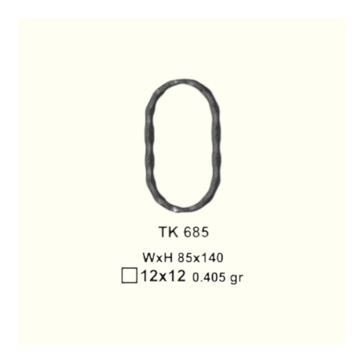 Кръгче от ковано желязо TK685 (11,5*5,5 mm), 85*140 mm